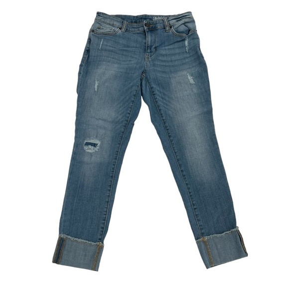 Faded Glory Distressed Cuffed Hem Capri Jeans Size 4 Women’s - Picture 1 of 4